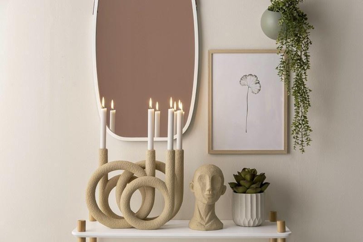 Pt , Kandelaar Rings - Zand - Beige