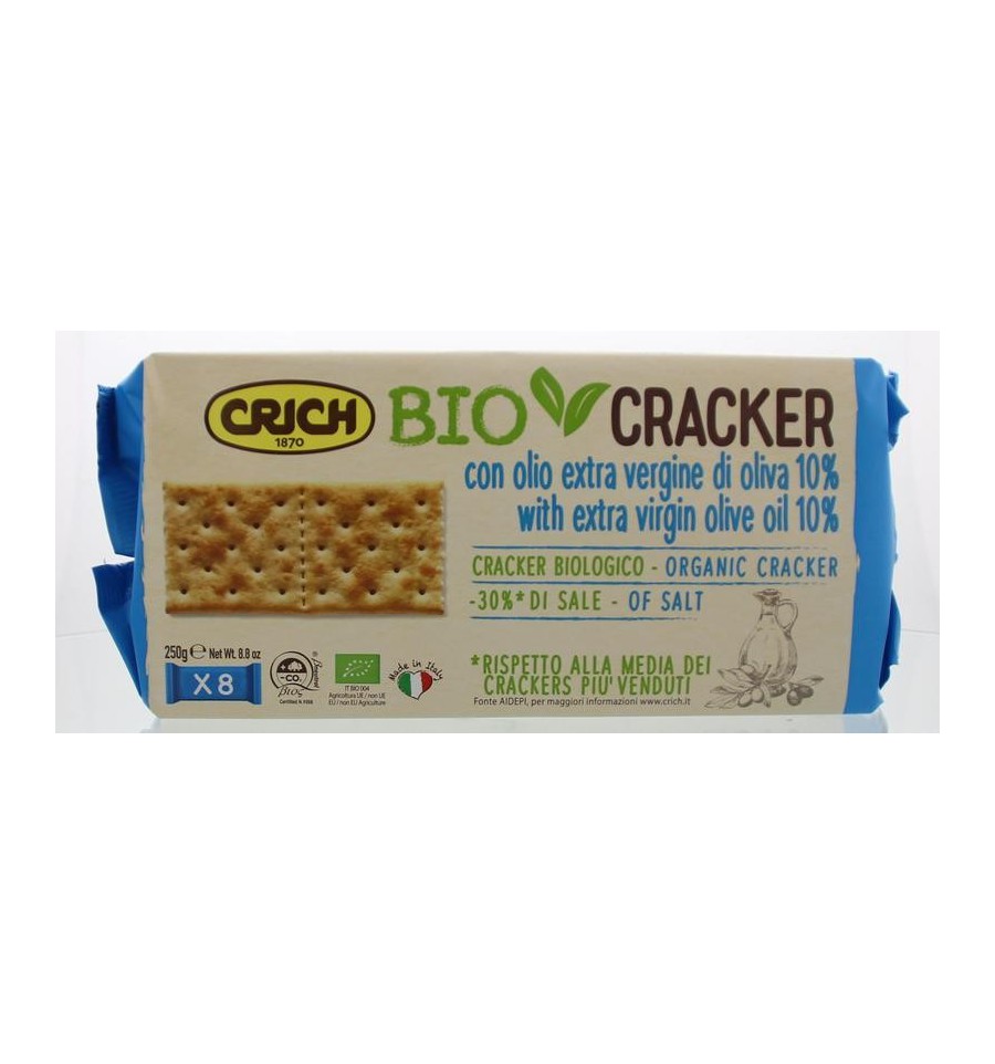 Crich Crackers olijfolie blauw bio 250 gram