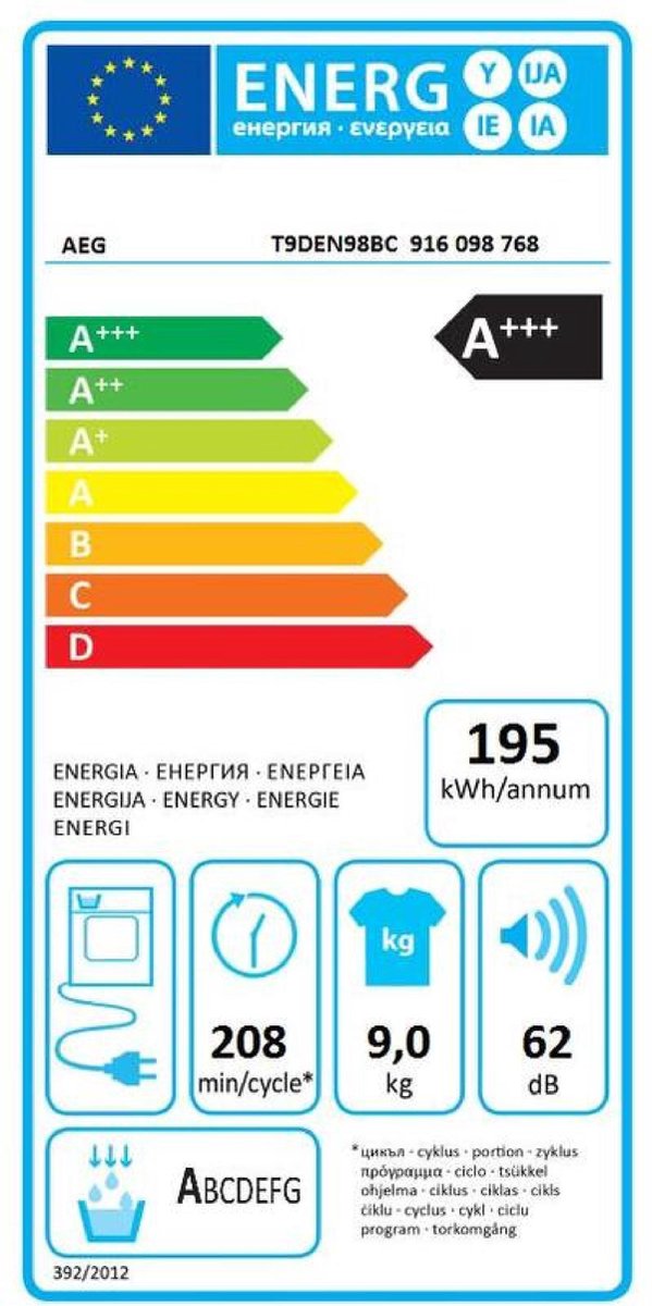 AEG T9DEN98BC FiberPro - Wit