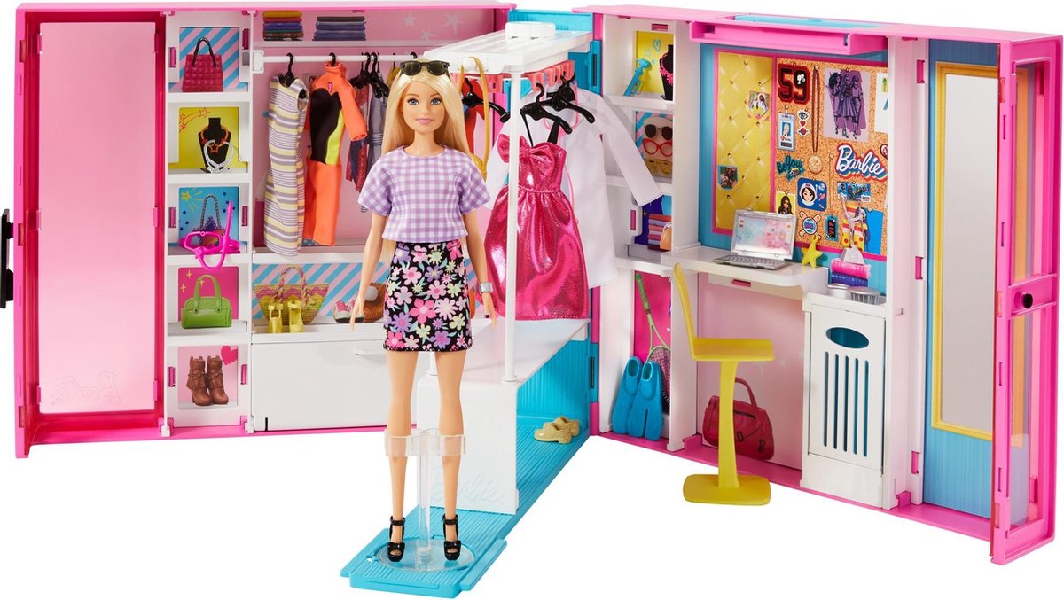 Barbie poppenkast Droomkast meisjes 20 x 46 x 32 cm - Roze