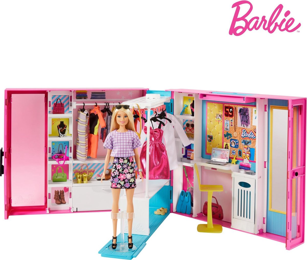 Barbie poppenkast Droomkast meisjes 20 x 46 x 32 cm - Roze