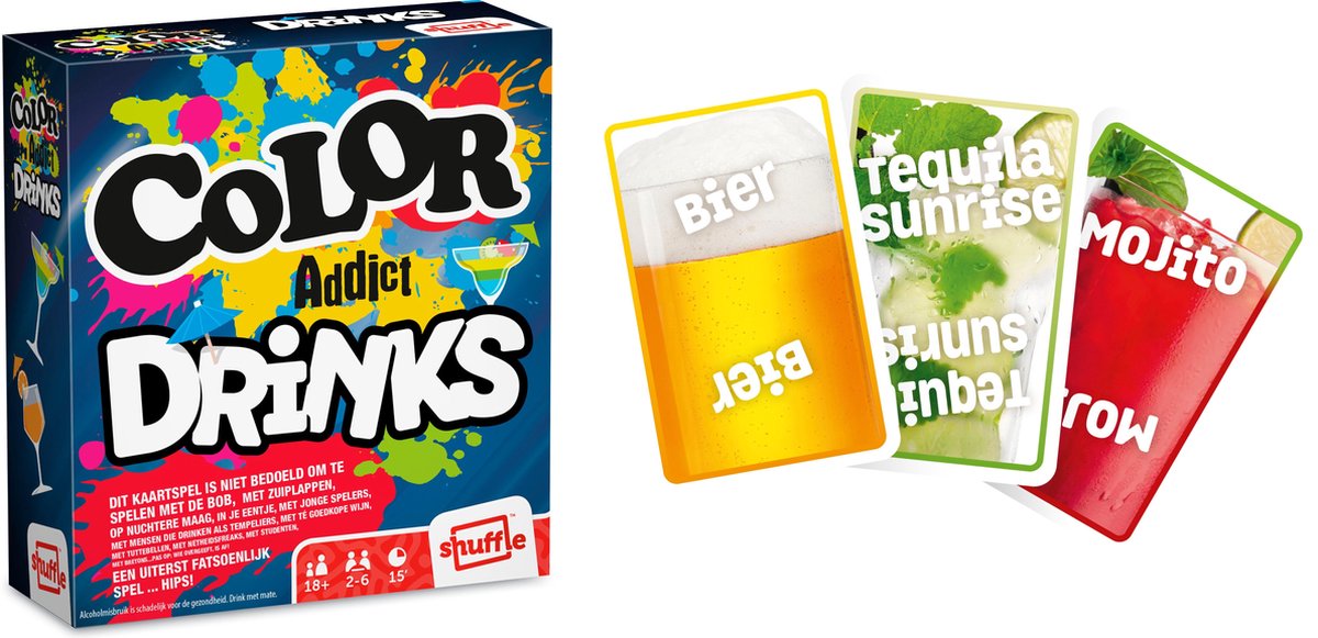 Shuffle kaartspel Color Addict Drinks 12.5 x 11.5 x 4.5 cm karton