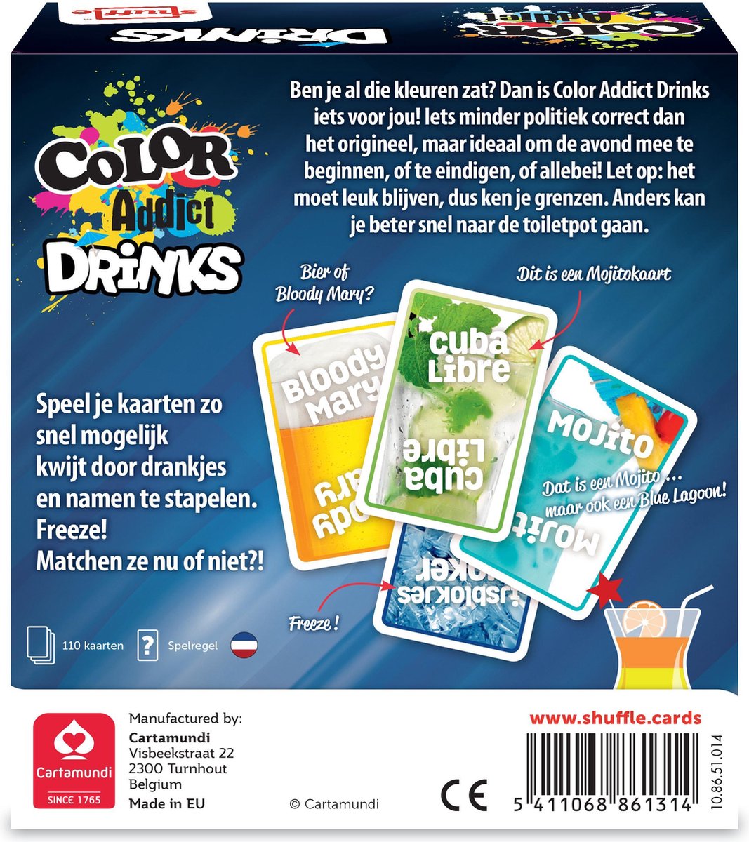 Shuffle kaartspel Color Addict Drinks 12.5 x 11.5 x 4.5 cm karton