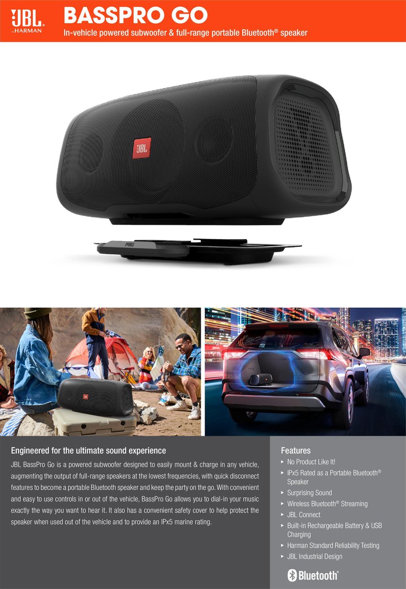 JBL Basspro Go - Zwart