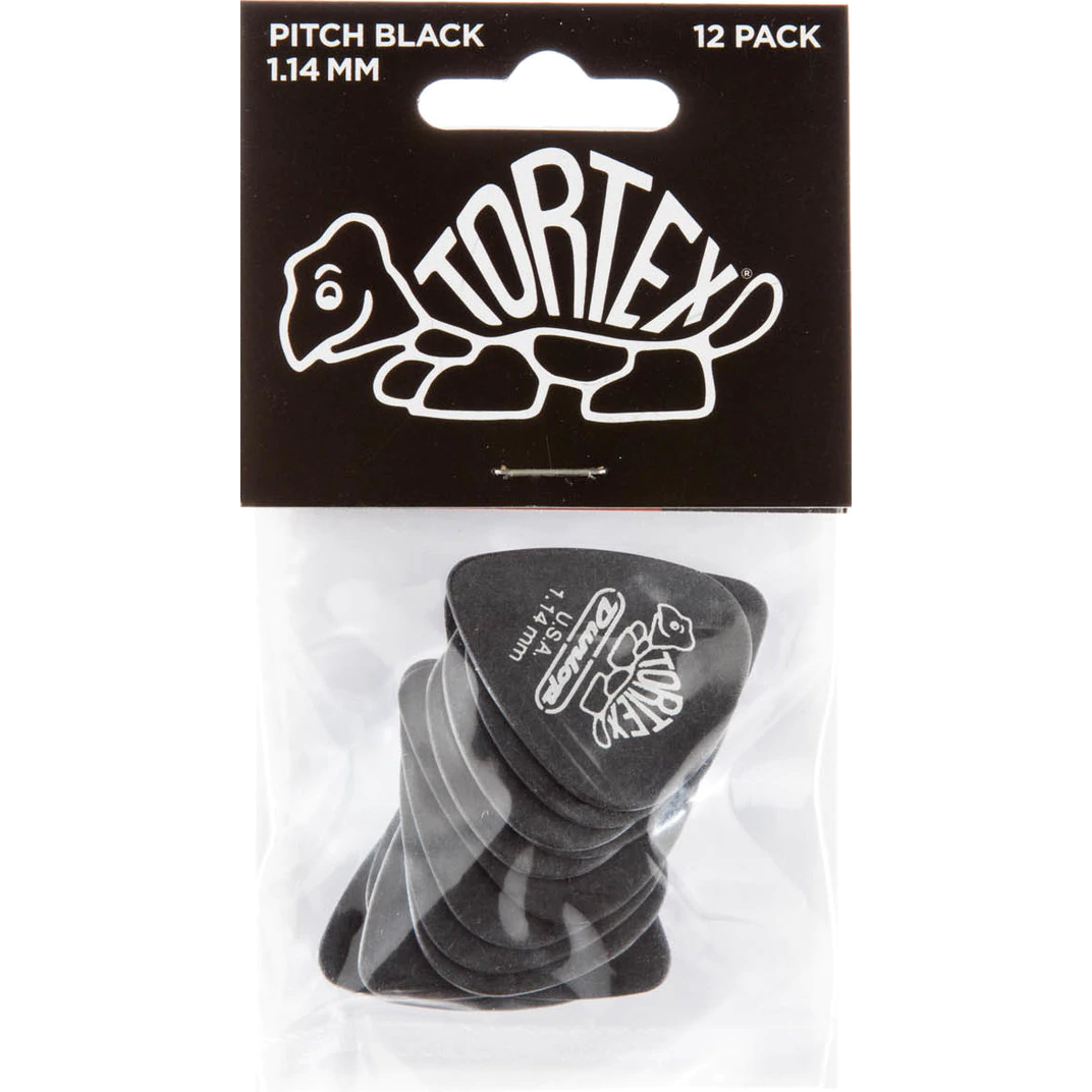 Dunlop Tortex Pitch Black Standard 1.14mm 12-pack plectrumset zwart