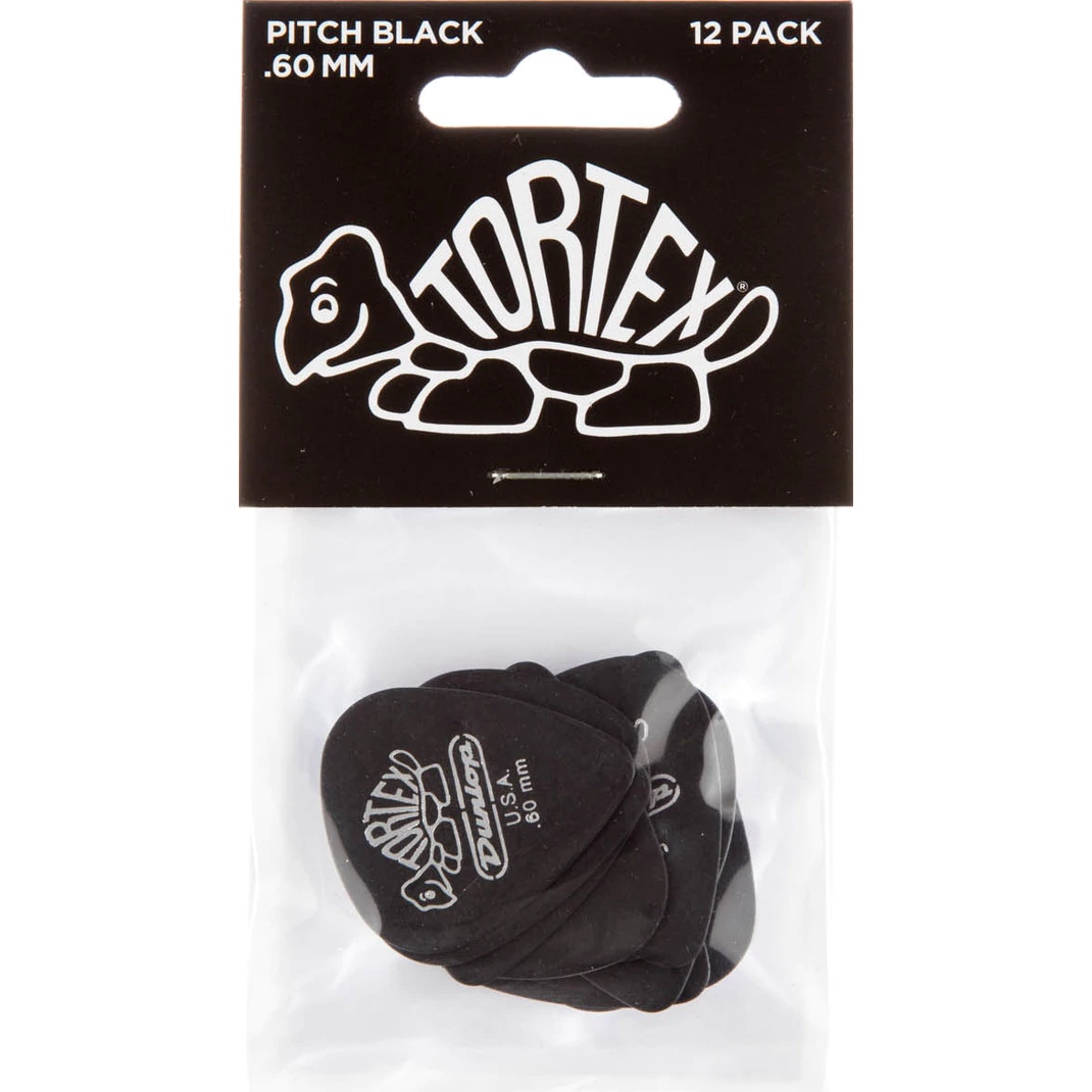 Dunlop Tortex Pitch Black Standard 0.60mm 12-pack plectrumset zwart