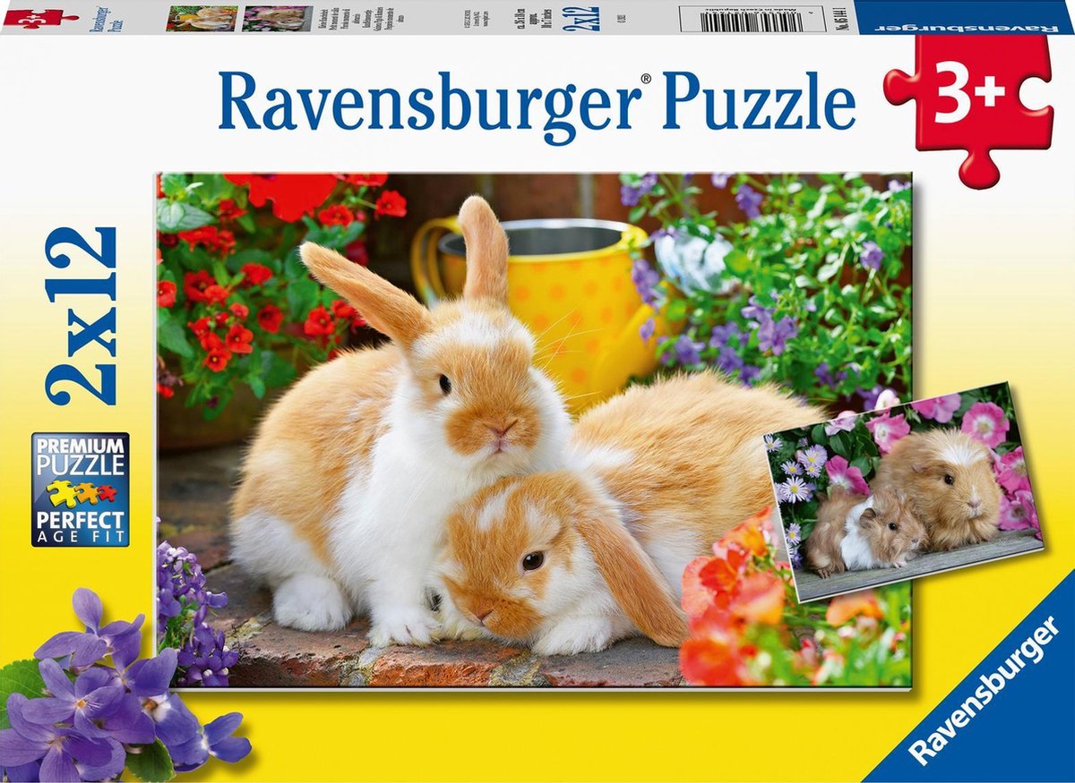 Ravensburger Puzzel Knuffeltijd Konijn 2x12 Stukjes