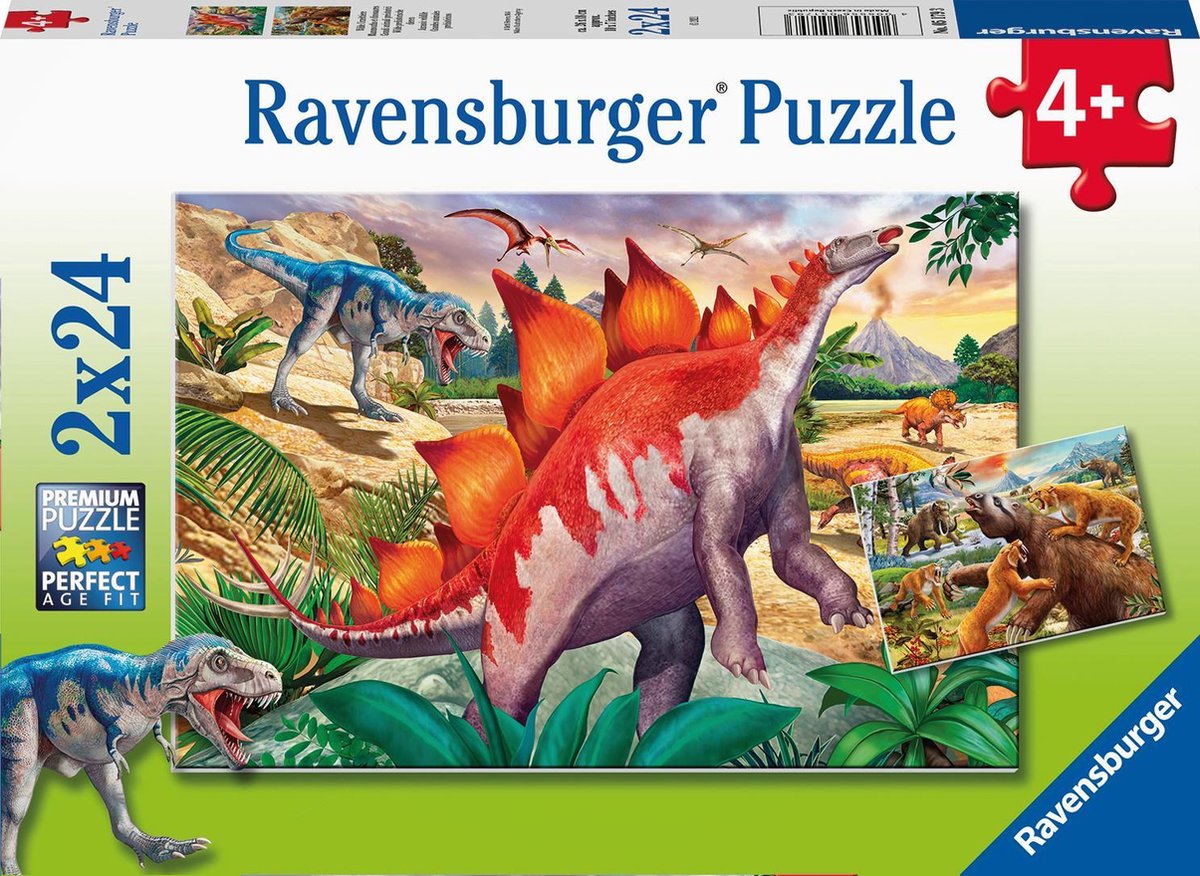 Ravensburger Puzzel Wilde Oertijddieren Dino 2x24 Stukjes