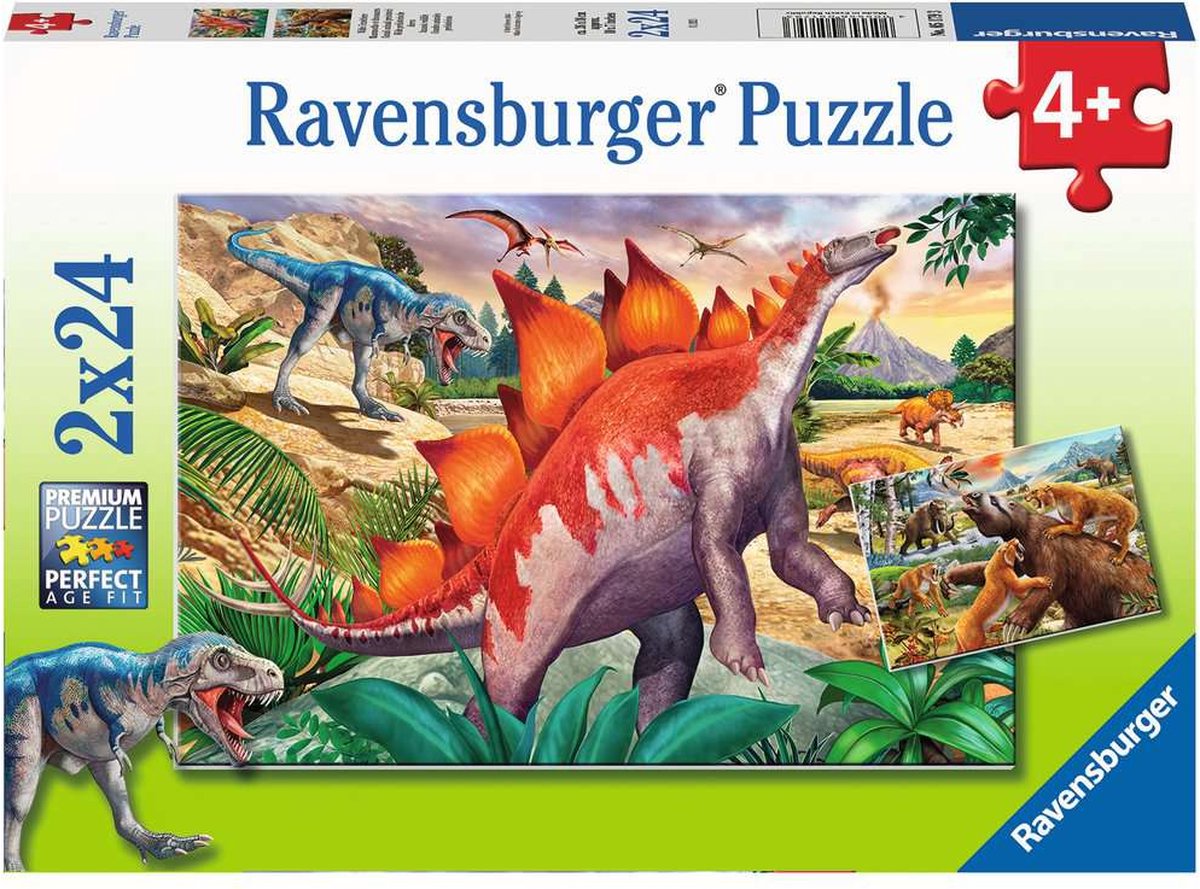 Ravensburger Puzzel Wilde Oertijddieren Dino 2x24 Stukjes