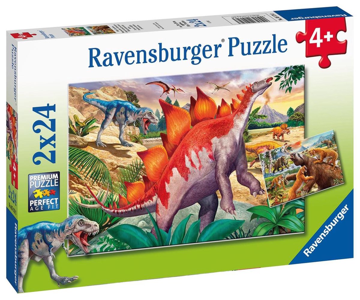 Ravensburger Puzzel Wilde Oertijddieren Dino 2x24 Stukjes