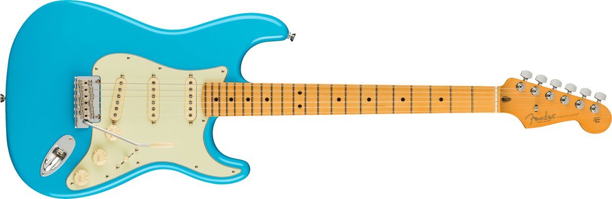 Fender American Professional II Stratocaster Miami Blue MN elektrische gitaar met koffer