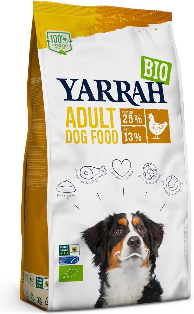 Yarrah Biologisch Adult Kip - Hondenvoer - 10 kg