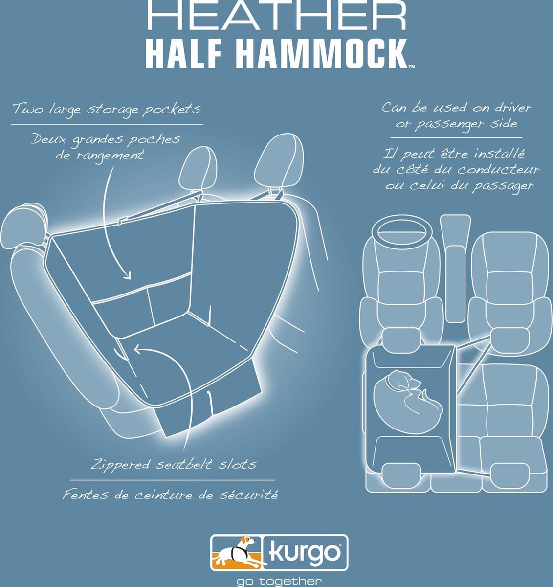 Kurgo Hondendeken Heather Half Dog Hammock - Grijs