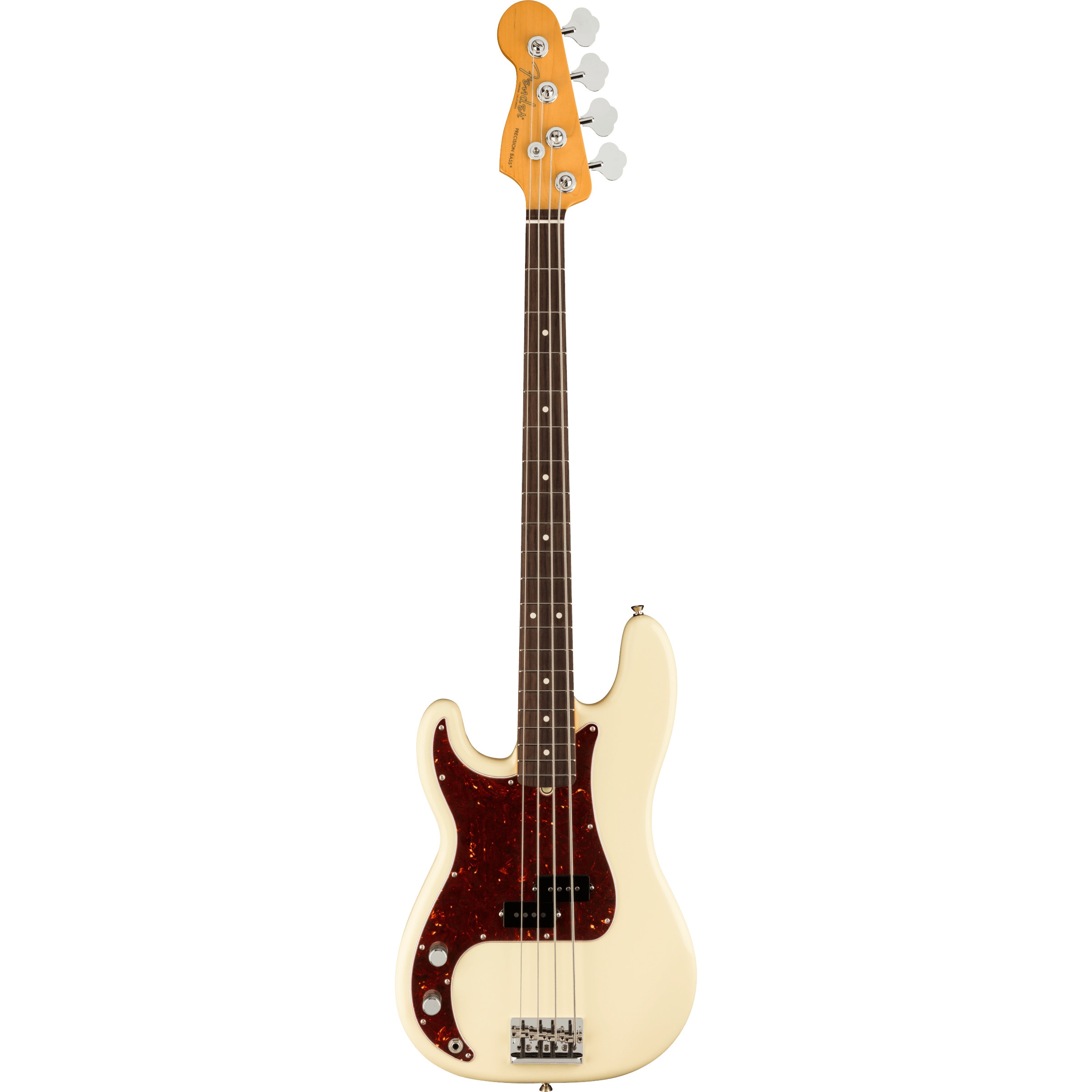 Fender American Professional II Precision Bass LH RW Olympic White linkshandige elektrische basgitaar met koffer