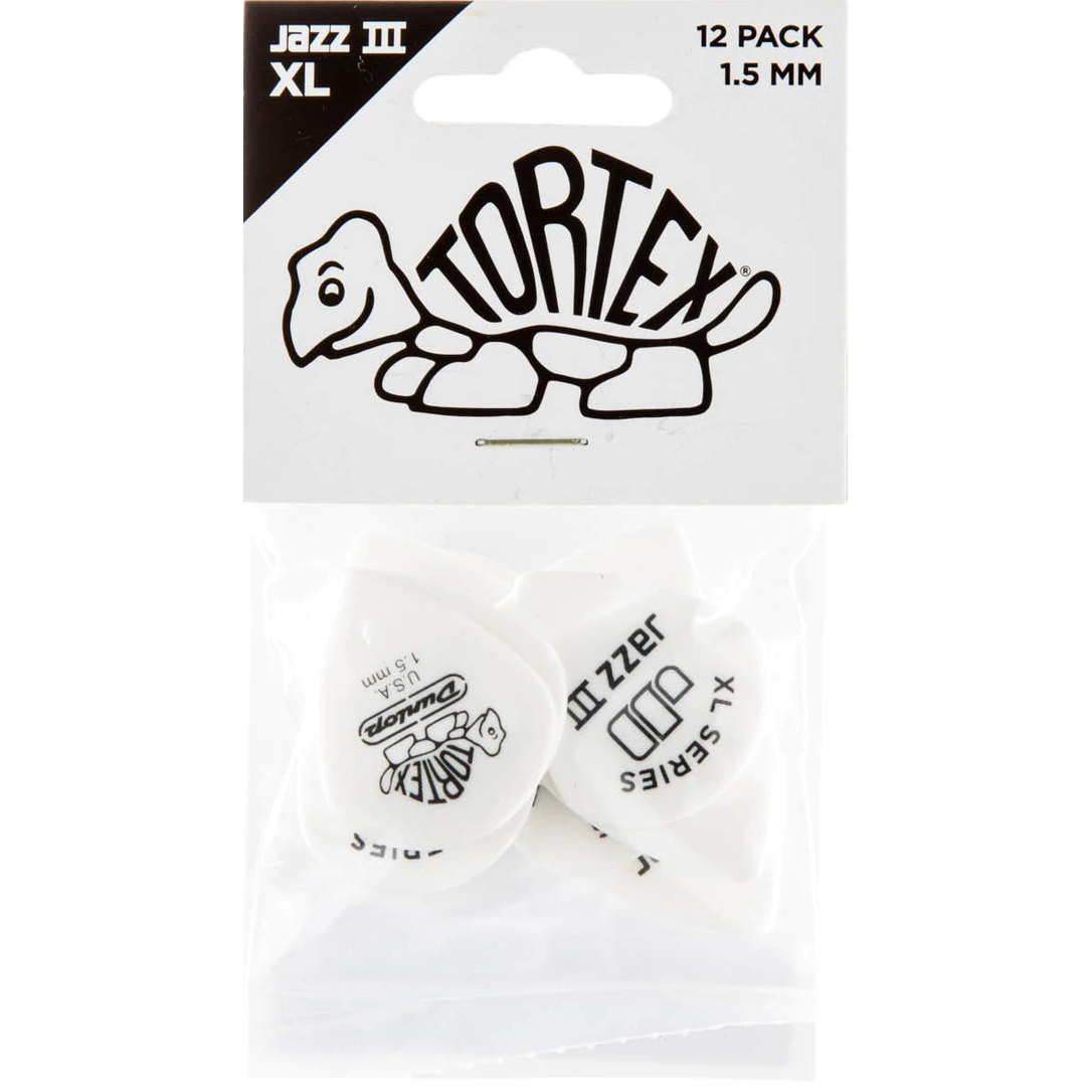 Dunlop Tortex Jazz III XL 1.50mm 12 stuks, wit