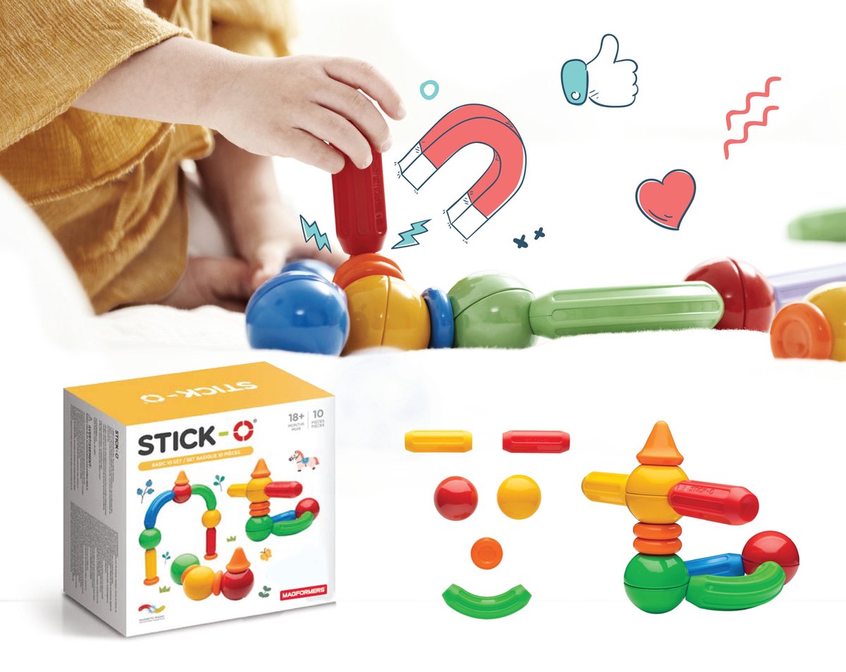 Stick-O Stick O bouwset Basic 10 delig 20 modellen multicolor
