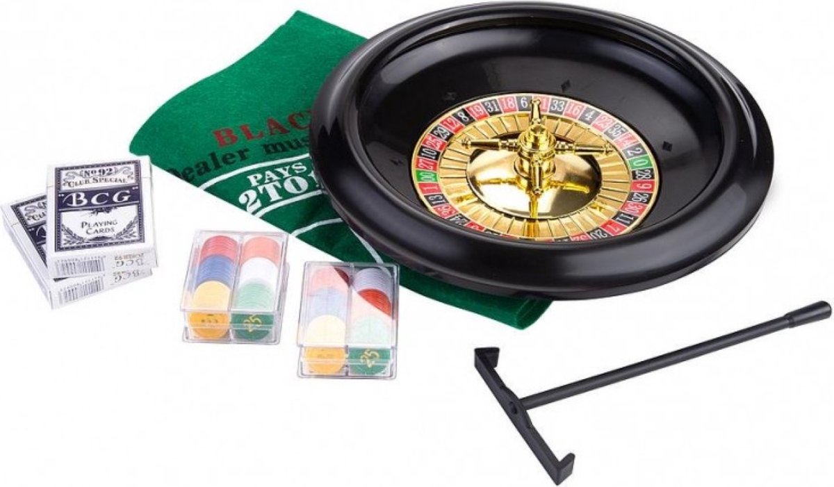 Engelhart roulette/blackjack set groen/zwart unisex 30 cm