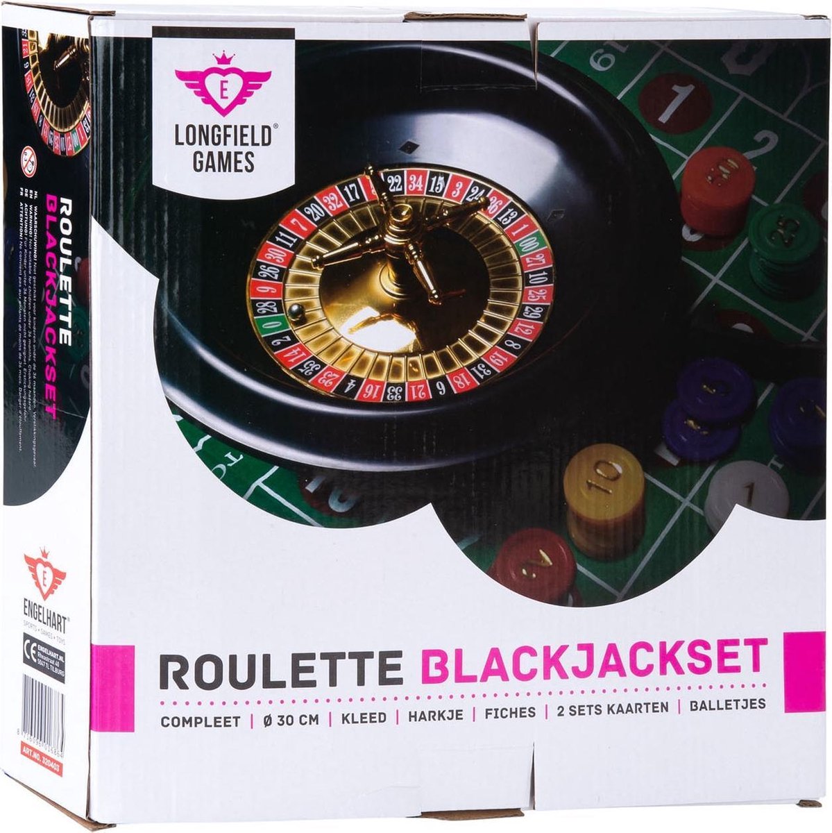 Engelhart roulette/blackjack set groen/zwart unisex 30 cm