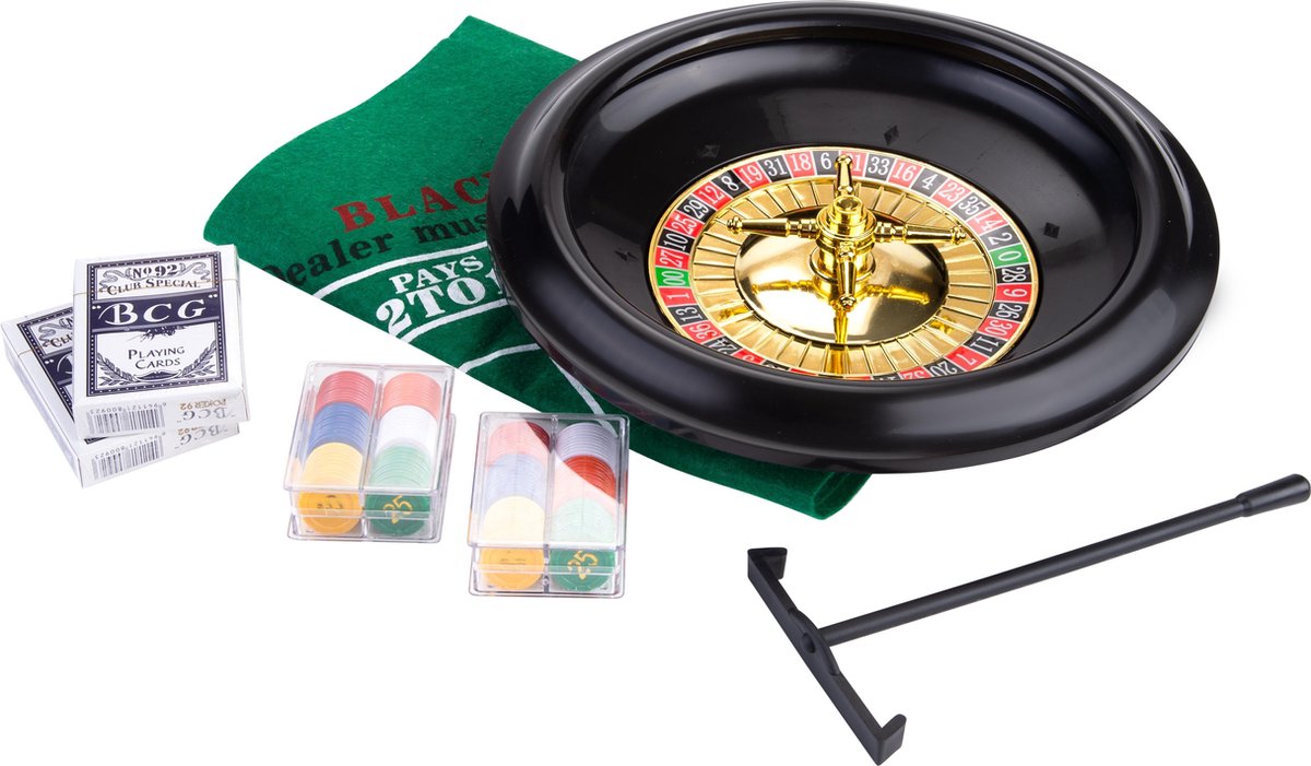 Engelhart roulette/blackjack set groen/zwart unisex 30 cm