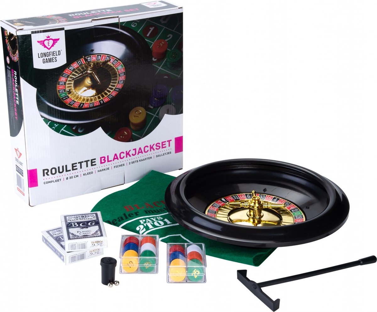 Engelhart roulette/blackjack set groen/zwart unisex 30 cm