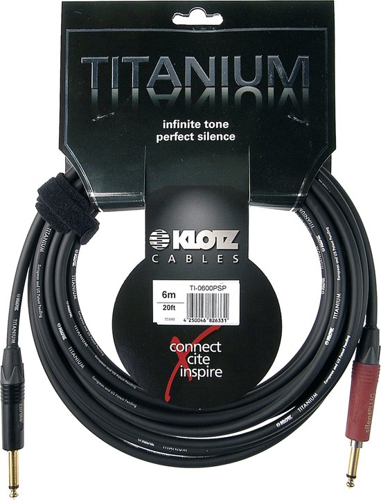 Klotz TI-0600PSP 2p jack-2p jack verguld silent plug gitaarkabel 6m - Titanium