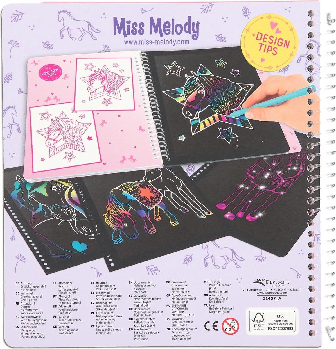 Miss Melody krasboek Magic Scratch meisjes 19,3 x 20 cm papier - Zwart
