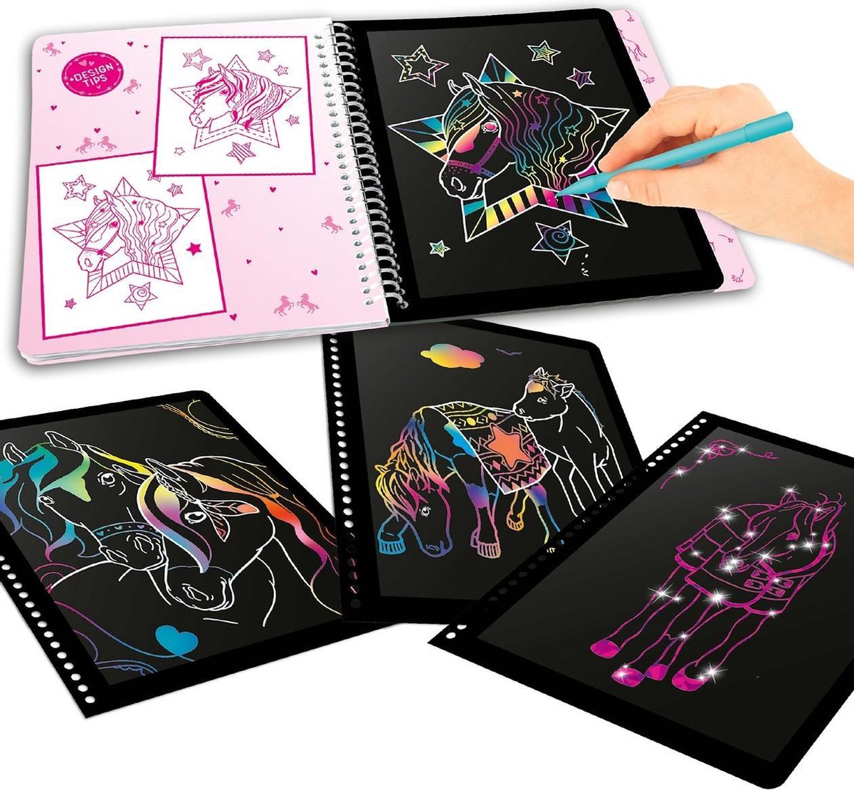 Miss Melody krasboek Magic Scratch meisjes 19,3 x 20 cm papier - Zwart