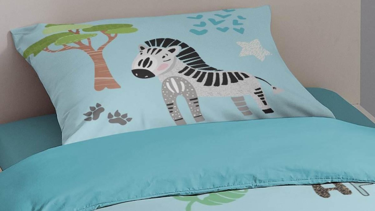 Good Morning dekbedovertrek Wildlife 140 x 200 cm katoen aqua - Blauw