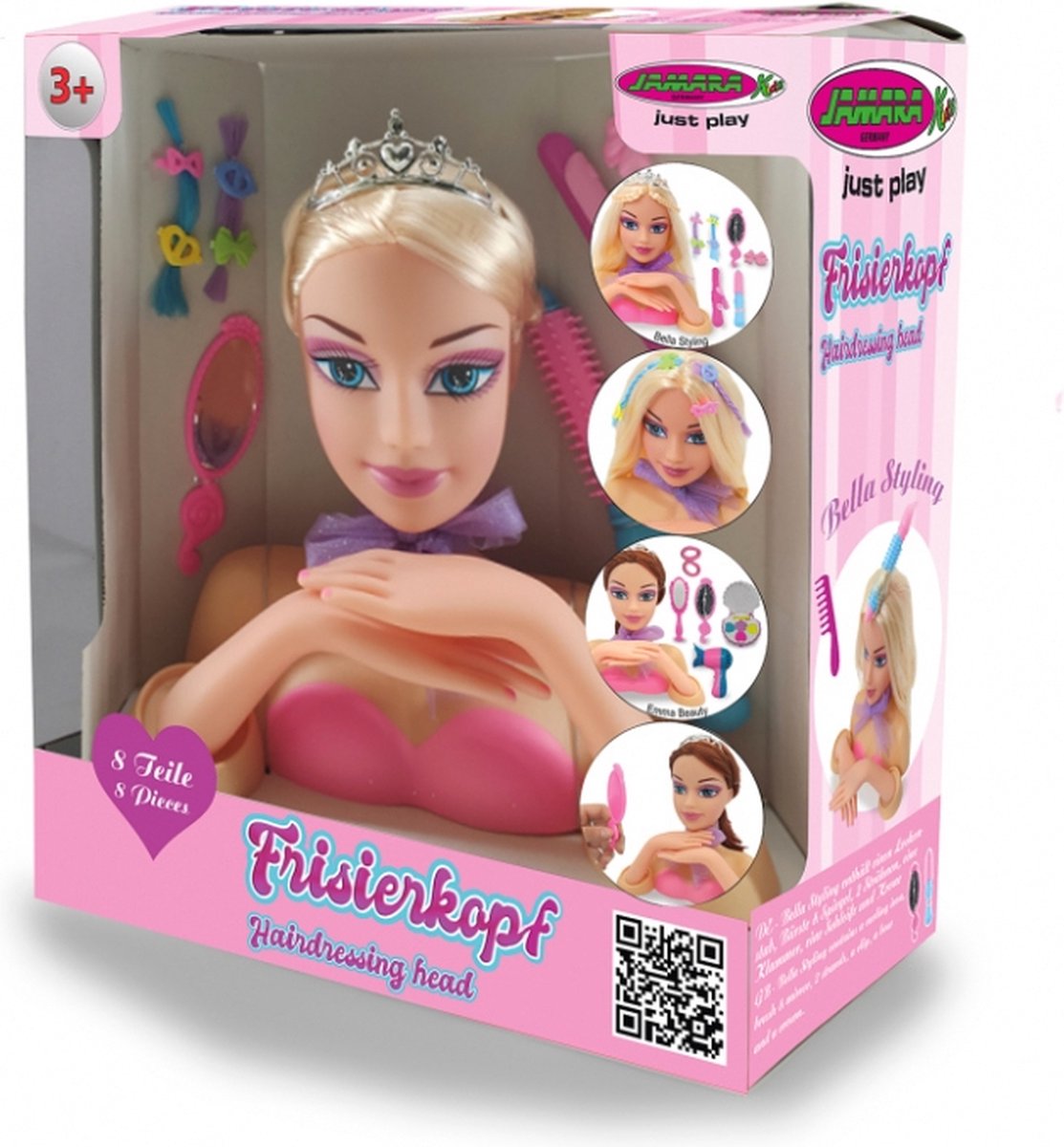 Jamara kaphoofd prinses Bella meisjes 24,5 cm 8 delig - Roze