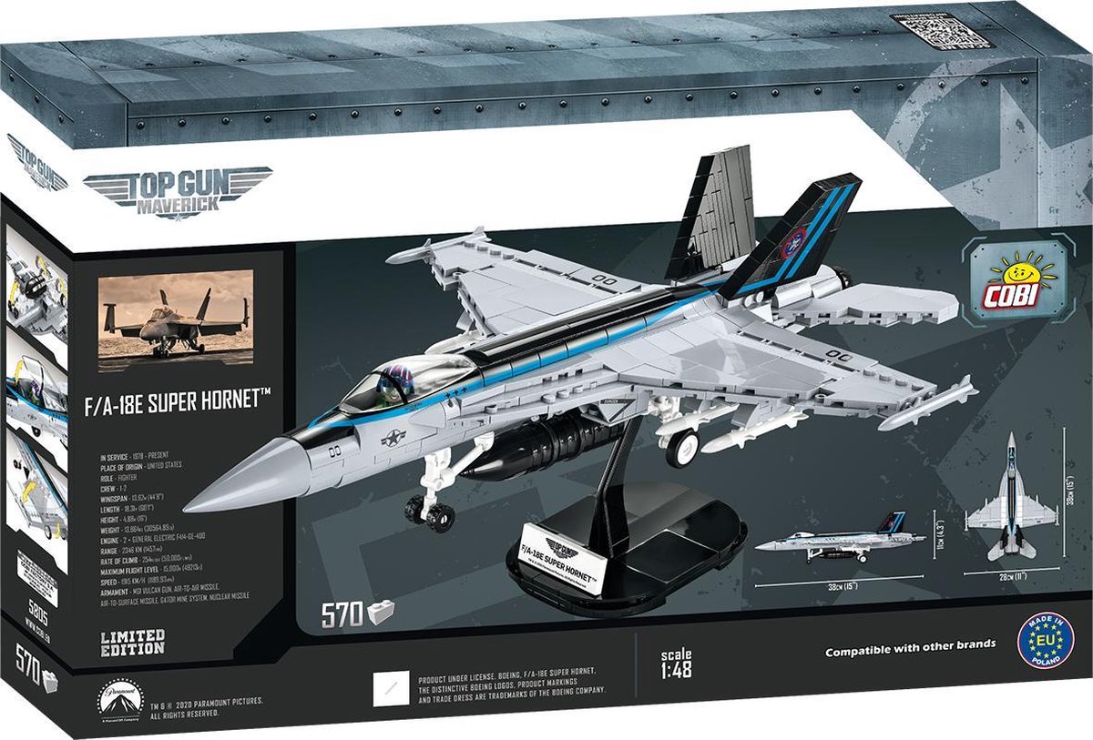 Cobi bouwset vliegtuig 1:48 Super Hornet junior zilver 570 delig - Silver