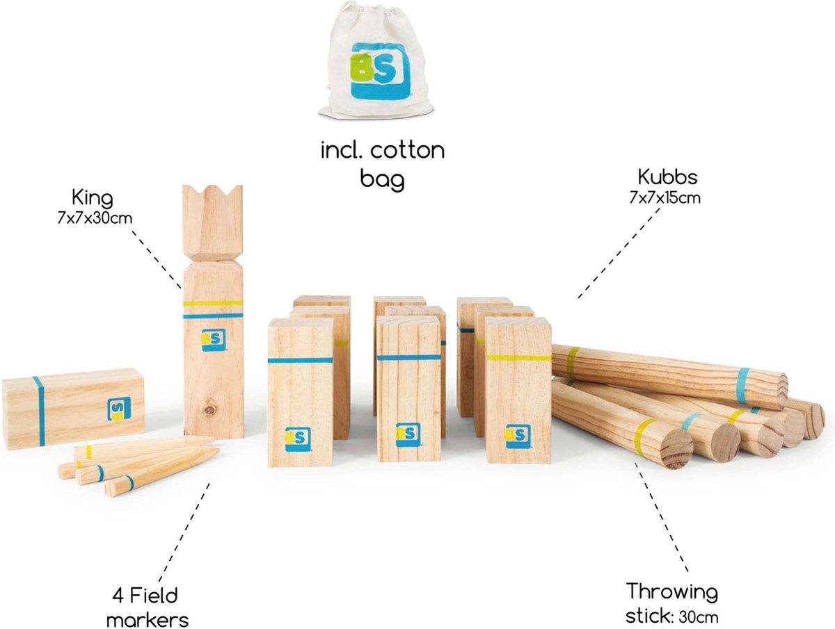 BS Toys Kubb vurenhout 21 delig