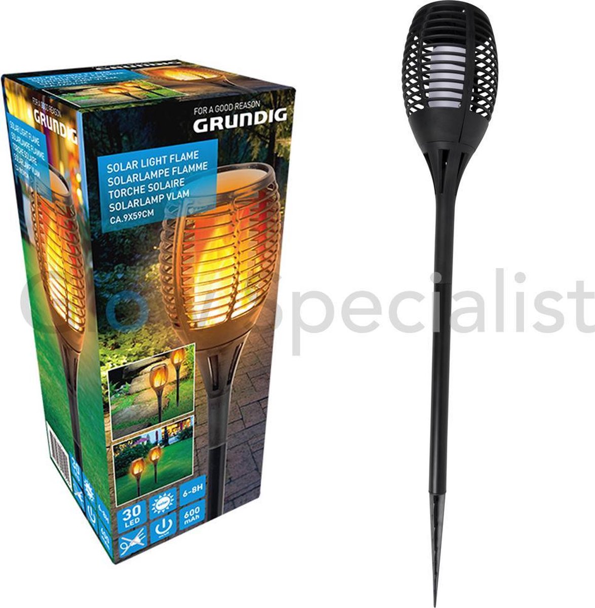 Grundig Solar Light Flame - 30 LED - Zwart