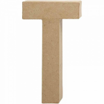 Creotime papier mâché letter T 20,5 cm - Bruin