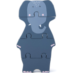 Trixie blokpuzzel Mrs. Elephant 18 x 11 cm hout 4 stuks - Blauw