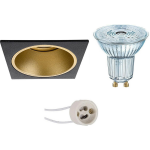 Osram - Led Spot Set - Parathom Par16 930 36d - Pragmi Minko Pro - Gu10 Fitting - Dimbaar - Inbouw Vierkant - Mat - Zwart