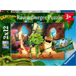 Ravensburger Puzzels 2x12 P - De Kleine Groep Dinosaurussen / Gigantosaurus