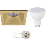 BES LED Led Spot Set - Pragmi Pollon Pro - Gu10 Fitting - Inbouw Vierkant - Mat Goud - 4w - Helder/koud 6400k - Verdiept - - Wit