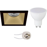 BES LED Led Spot Set - Pragmi Pollon Pro - Gu10 Fitting - Inbouw Vierkant - Mat/goud - 4w - Helder/koud Wit 6400k - - Zwart