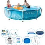 Intex Alles In 1 Zwembad Pakket - Metal Frame Rond Strandzijde 305x76 Cm - Blauw