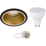 BES LED Led Spot Set - Pragmi Minko Pro - Gu10 Fitting - Inbouw Rond - Mat/goud - 6w - Warm Wit 3000k - Verdiept - Ø90mm - Zwart