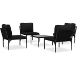 Vidaxl 5-delige Loungeset Met Kussens Pvc - Zwart