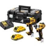 DeWalt DCK212D2T | Combiset | Schroef/boormachine DCD708 + slagschroevendraaier DCD809 | 18V XR | Brushless | 2x2.0Ah | in TSTAK