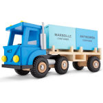 New Classic Toys vrachtwagen Havenlijn 40 cm hout 3 delig - Blauw