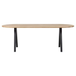 Woood Tablo Tafel Ovaal met 2-Standen Poot - Eiken/Metaal - 75x220x90 - Bruin