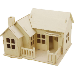 Creotime 3D houten set huis met terras 19 x 17,5 x 15 cm
