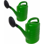 Ben Tools Voordeelset Van 2x Stuks Kunststof Tuin Gieters 5 En 10 Liter - Met Sproeikop/broes - Groen