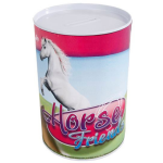 Horse Friends spaarpot meisjes 8,5 x 11,5 cm staal/blauw - Roze