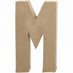 Creotime papier mâché letter M 20,5 cm - Bruin