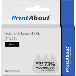 PrintAbout Huismerk Epson 34XL (T3471) Inktcartridge Hoge capaciteit - Zwart