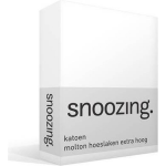 Snoozing Katoen Molton Hoeslaken Extra Hoog - 100% Katoen - Lits-jumeaux (180x200 Cm) - - Wit